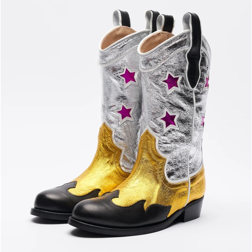 Maison Mangostan Yaka Gold Silver Boots Size 28